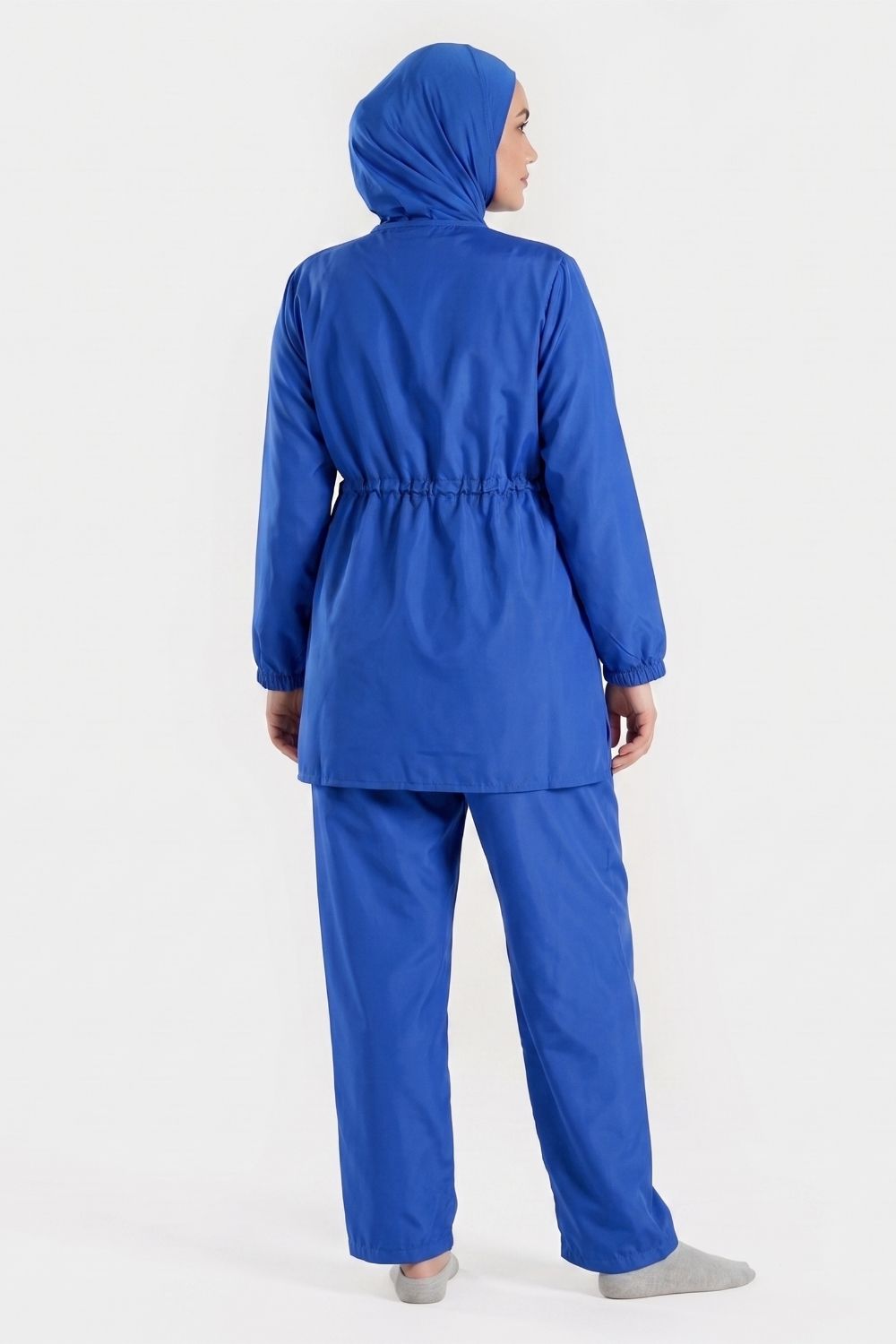 Blue BAE Modest women's burkini with full sleeves, modest swimwear and hijab, plus size 3XL to 5XL, suitable for modest swimming.