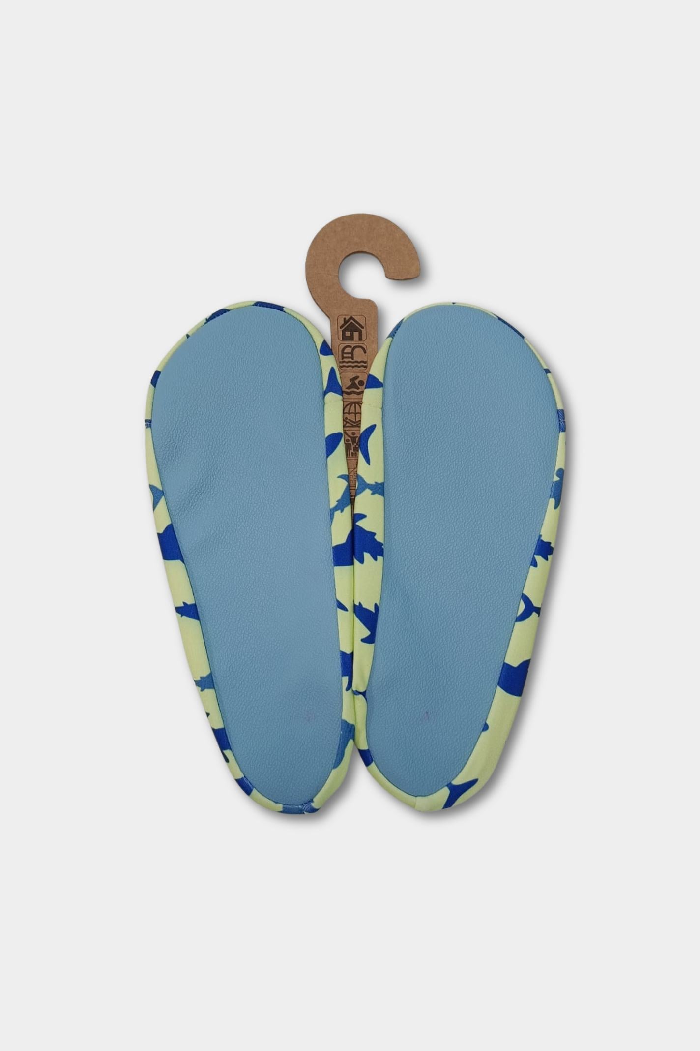 Lime Green Shark Print Anti-Slip Pool Shoes | Unisex Quick-Dry Aqua Swim Shoes