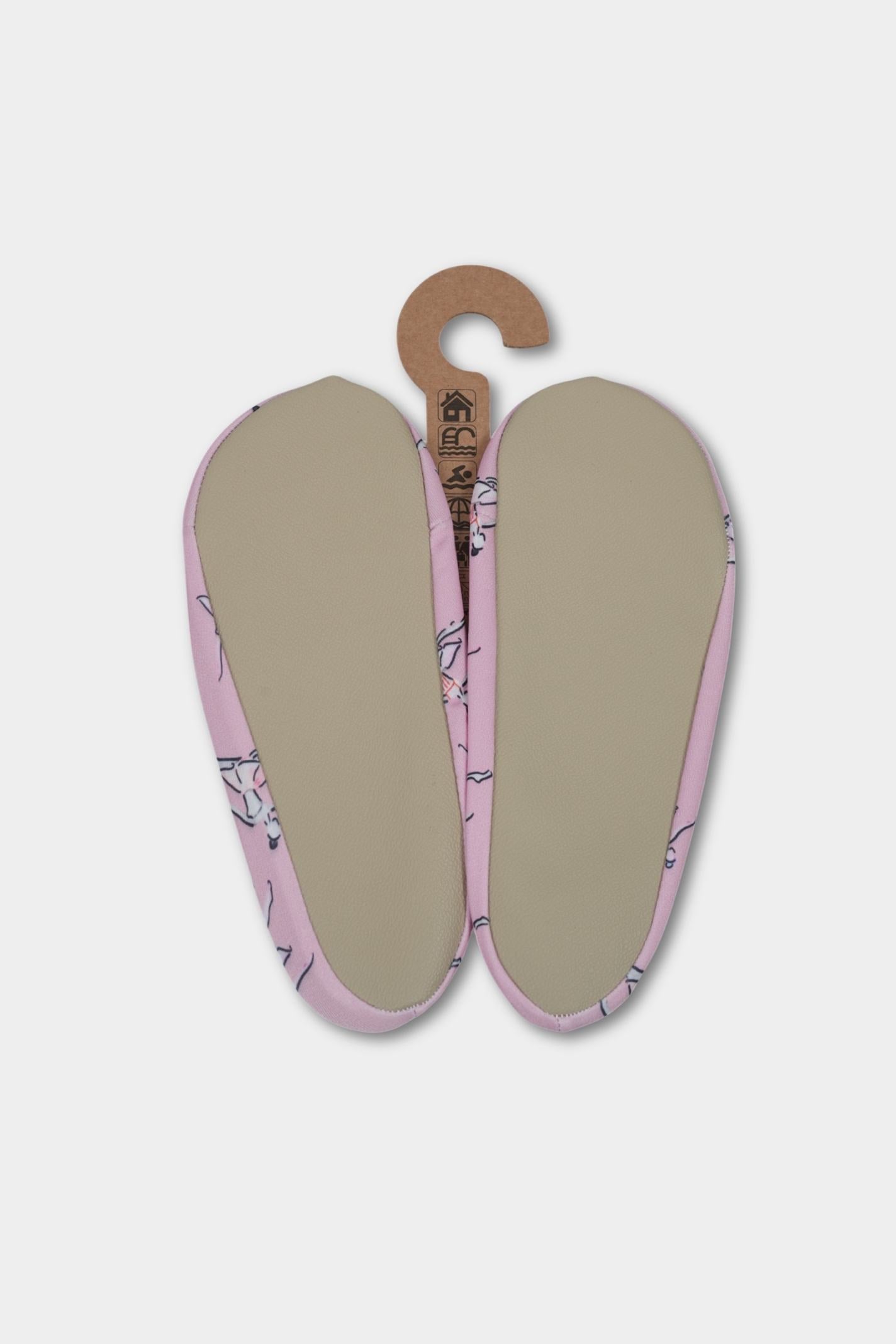 Pink Ballet Print Anti-Slip Pool Shoes | Quick-Dry Adult Aqua Shoes