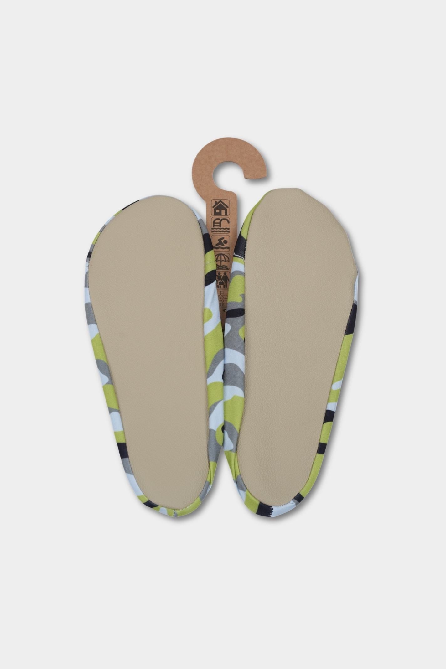 Lime Green Camo Anti-Slip Pool Shoes | Quick-Dry Adult Aqua Shoes