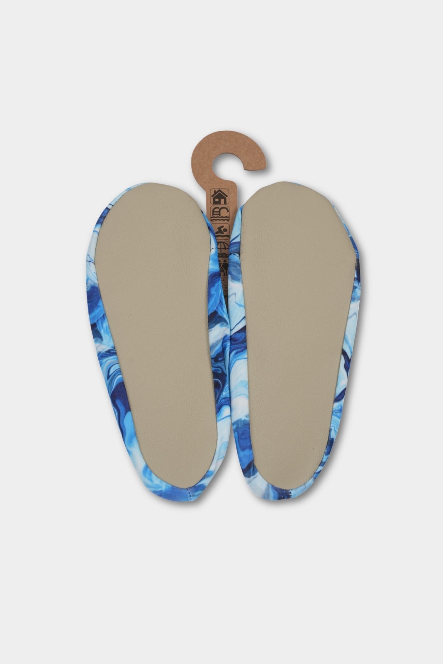 Ocean Marble Blue Anti-Slip Pool Shoes | Quick-Dry Adult Aqua Shoes