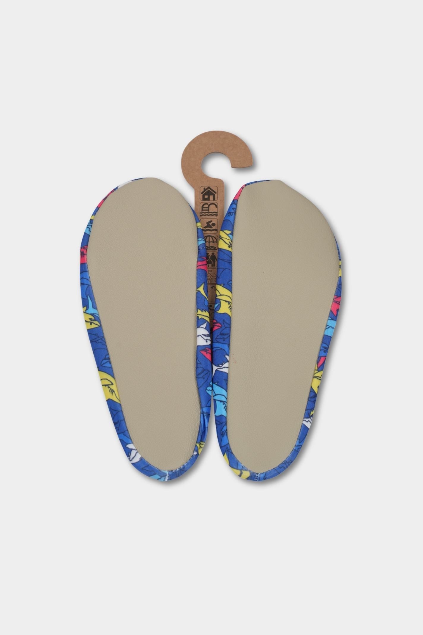 Ocean Blue Shark Print Anti-Slip Pool Shoes | Quick-Dry Adult Aqua Shoes