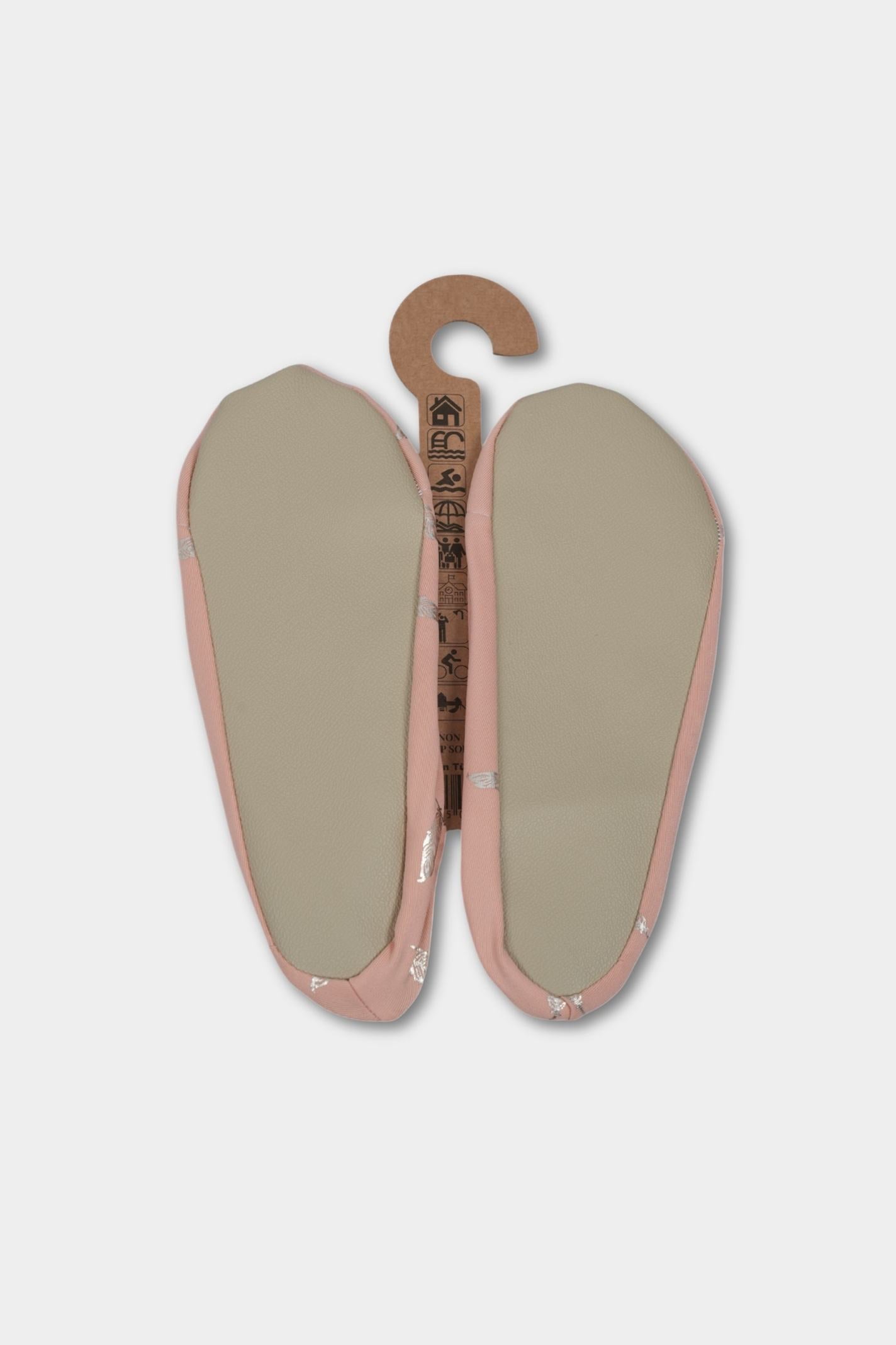 Blush Pink Feather Anti-Slip Pool Shoes | Quick-Dry Indoor & Poolside Aqua Shoes