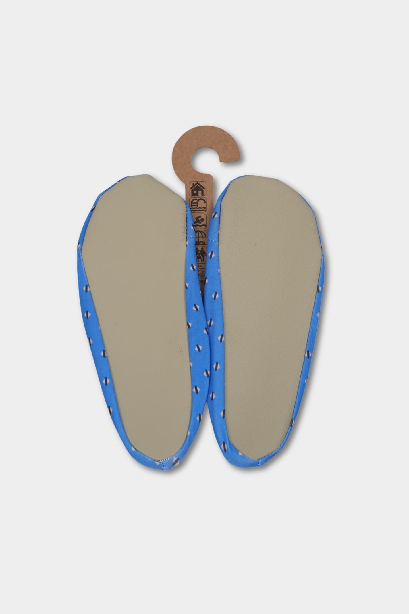 Sky Blue Geo Anti-Slip Pool Shoes | Quick-Dry Indoor & Poolside Aqua Shoes