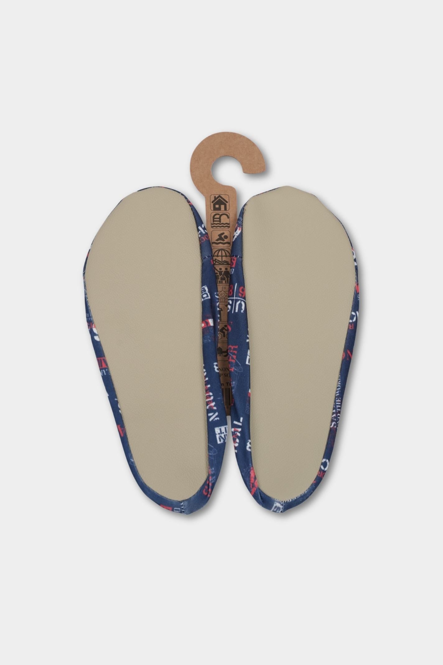 Navy Vintage Travel Anti-Slip Pool Shoes | Quick-Dry Indoor & Poolside Aqua Shoes