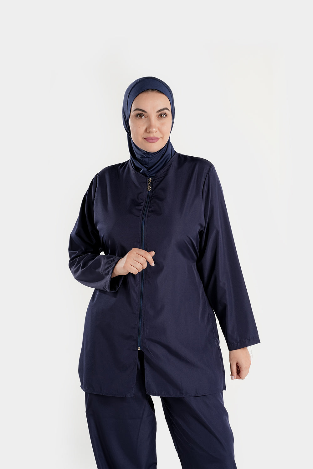 BAE Modest women's burkini with full sleeves, solid color, hijab, in plus size 3XL-5XL, modest swimwear for women.