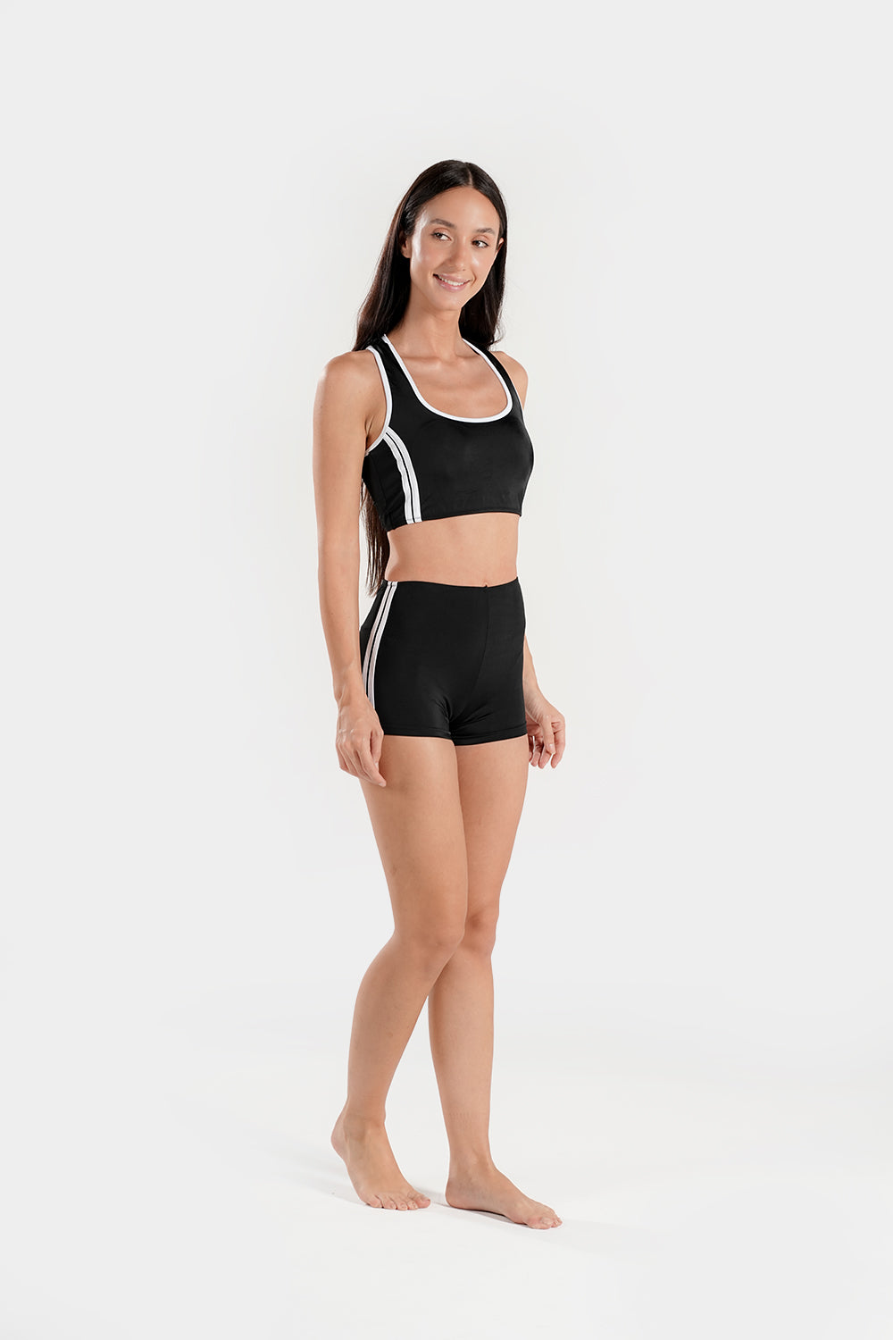 Women's BAE Modest varsity athletic two-piece bikini swimsuit with sporty design and comfortable fit, shown in the image.