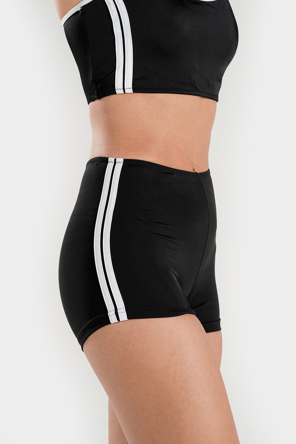 Women's BAE Modest varsity athletic two-piece bikini swimsuit with sporty design and contrasting color panels.