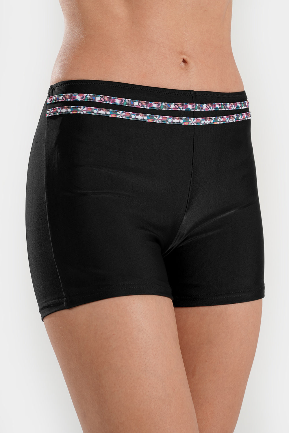 Full coverage BAE Modest tankini with high-waisted shorts, featuring a supportive, modest bikini top and bottom for active wear.