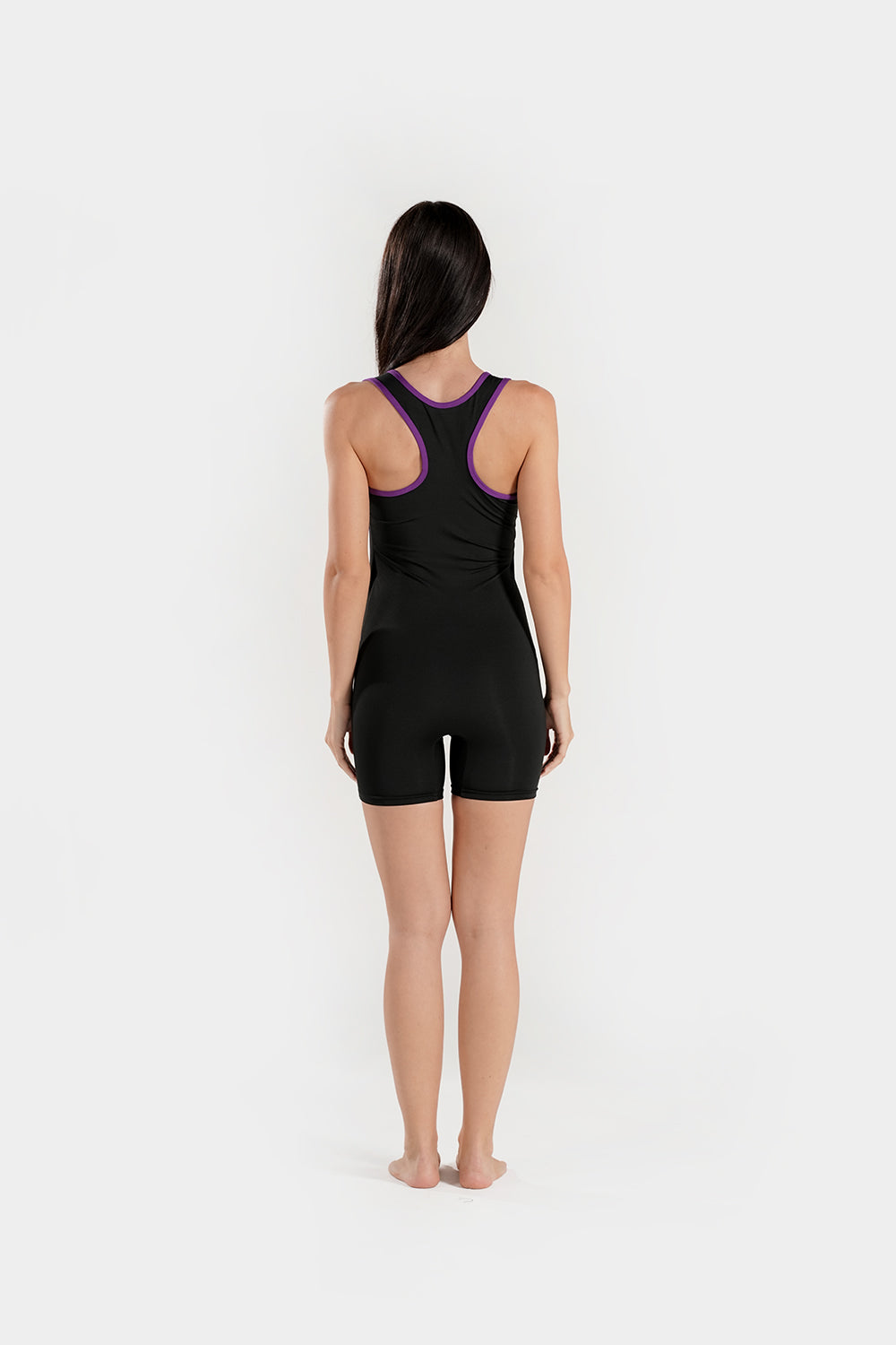 Women’s Athletic One-Piece Swimsuit with Contrast Piping