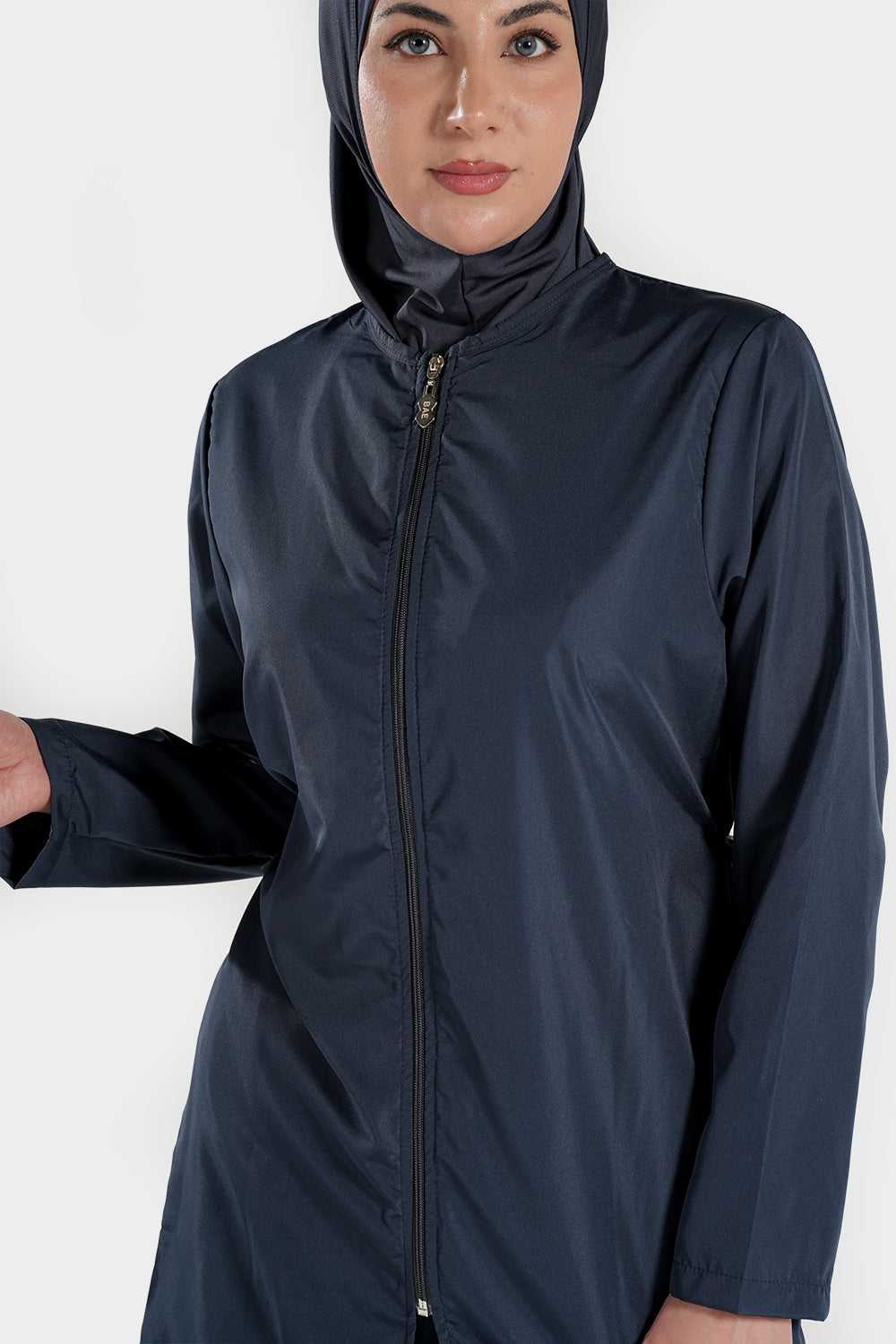 BAE Modest women’s mid-length full sleeves solid color burkini with hijab, modest swimwear for full coverage.