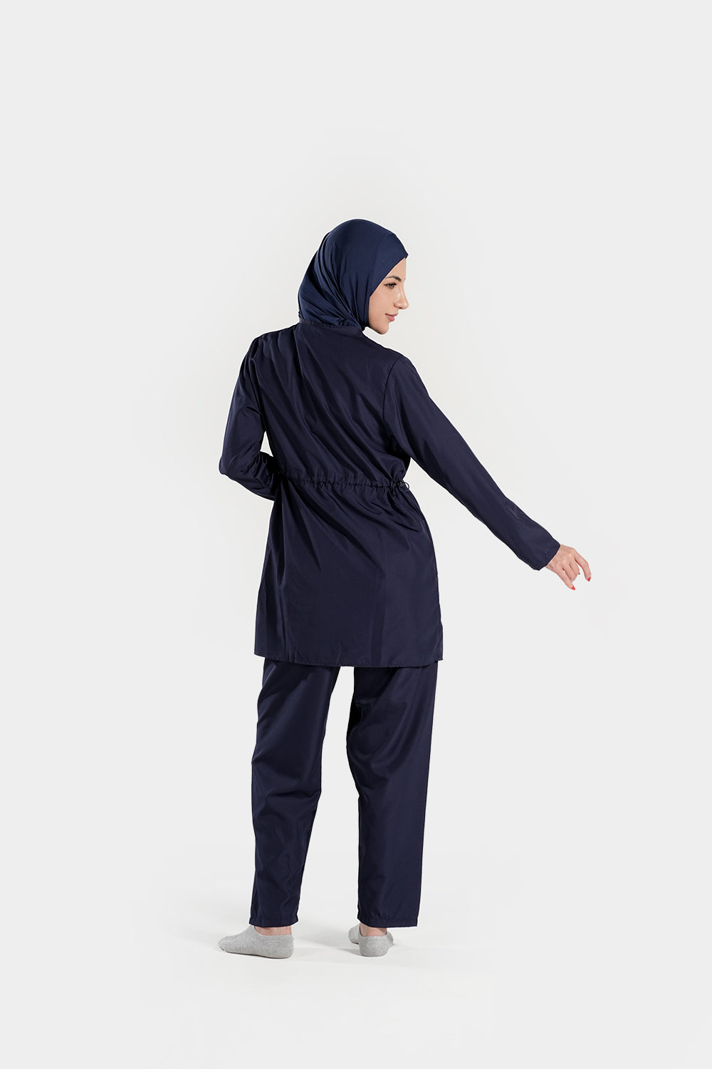 BAE Modest women's mid-length full sleeves solid color burkini with hijab, modest swimwear designed for comfortable coverage