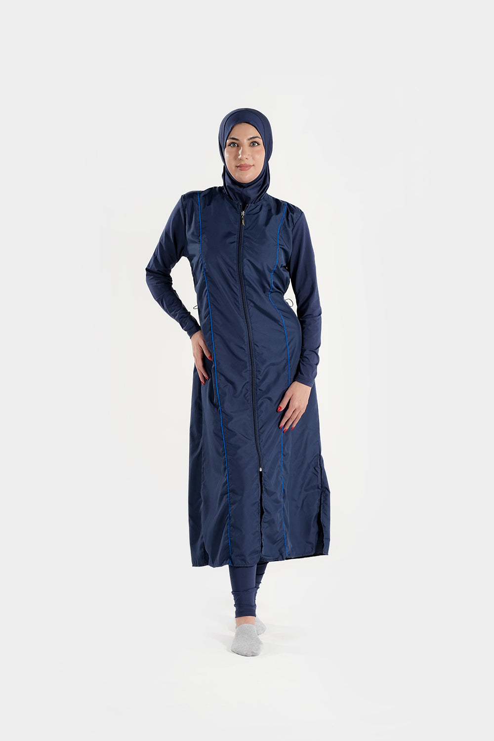 Extra long BAE Modest burkini Islamic swimwear with hijab, full coverage swimsuit for modest swimming.
