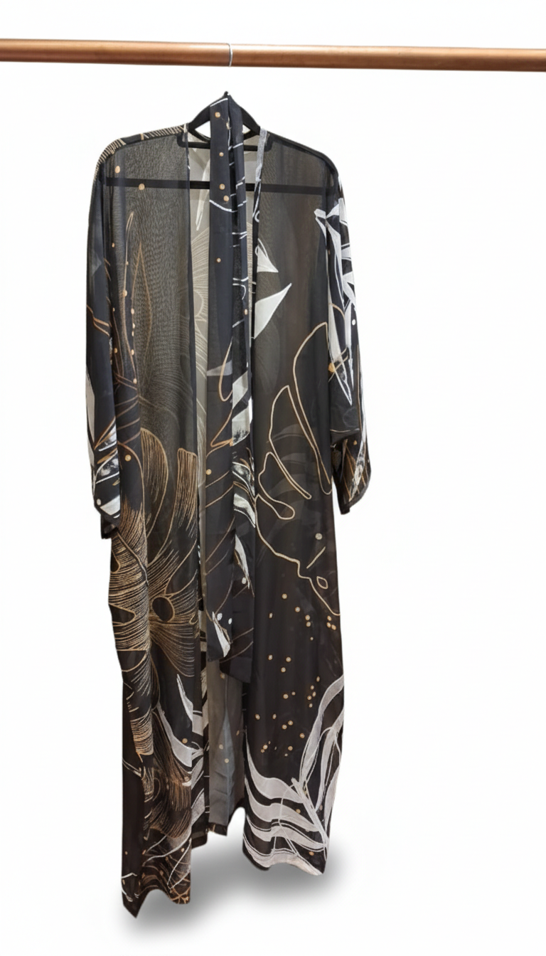 Black & White Coral Kimono - BAE - Before Anything Else