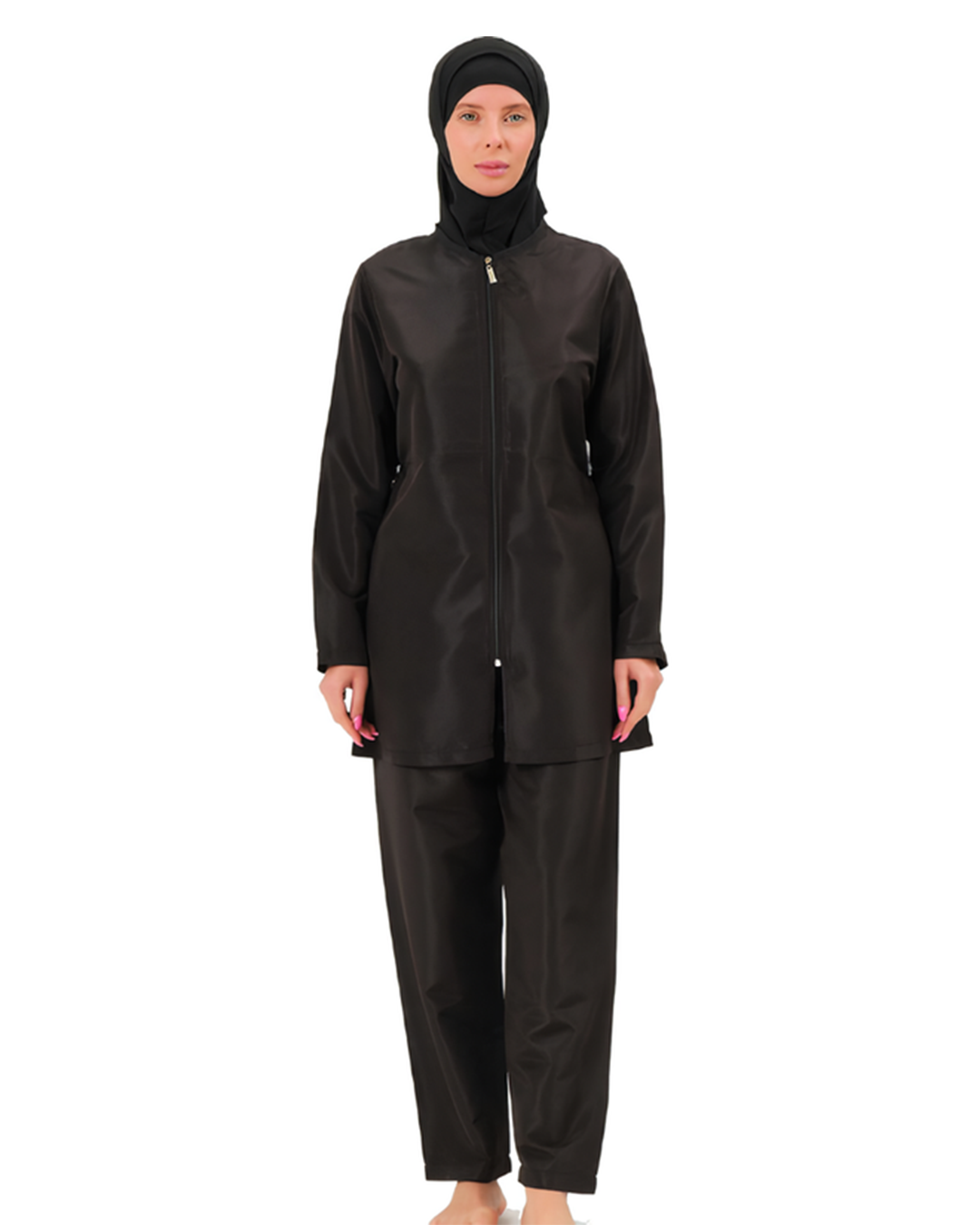 BAE Modest Women's Mid Length Full Sleeves Solid Color Burkini Swimwear 3XL-5XL with Hijab - 1017