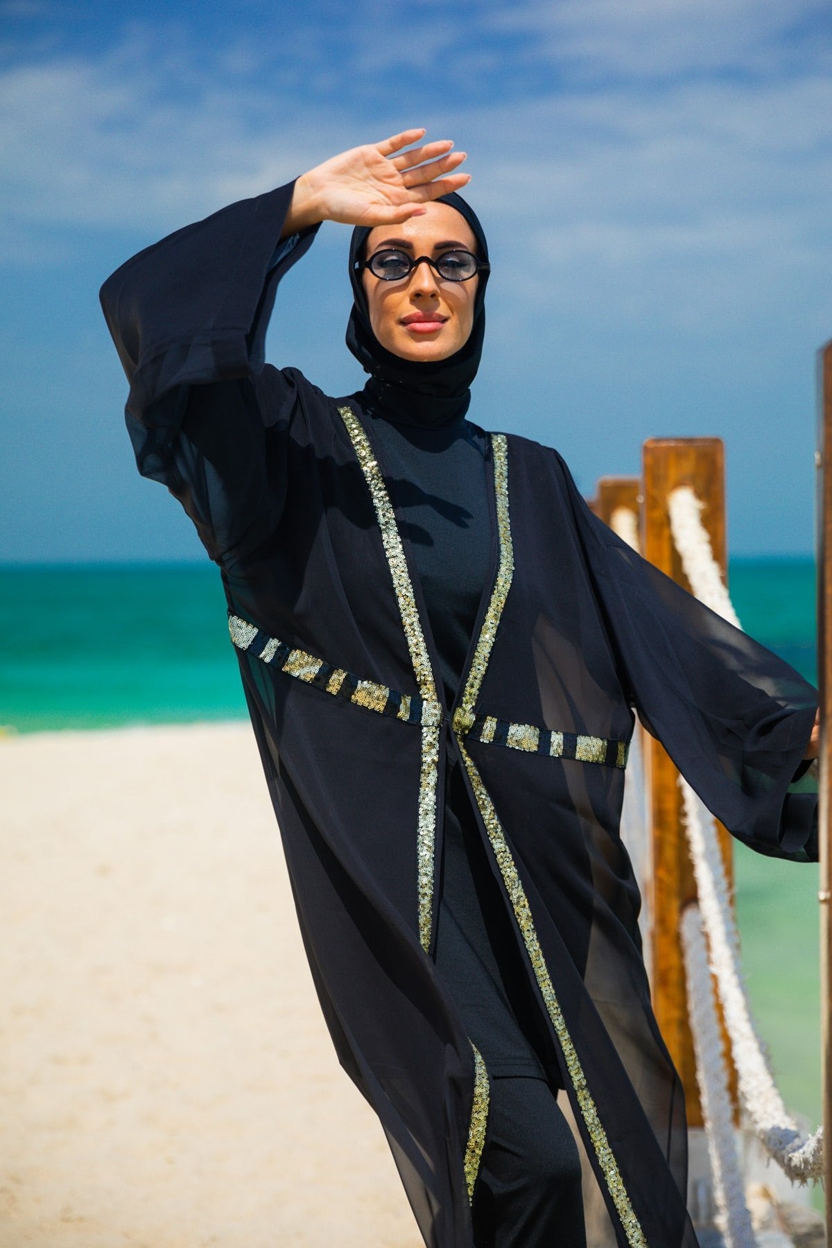 Black Sequined Cover-up Kimono