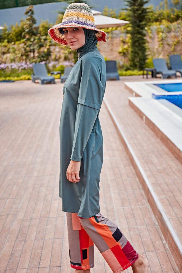 Parachute 4-Piece Khaki Full-Coverage Modest Swimwear