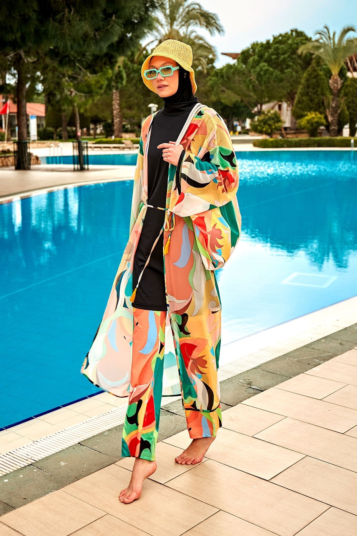 Patterned Orange Cover-up Kimono